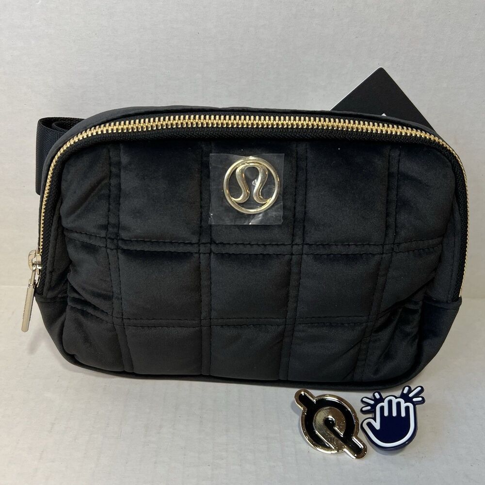 Lululemon Quilted Velour Black Gold Everywhere Belt Bag 1L NEW Peloton